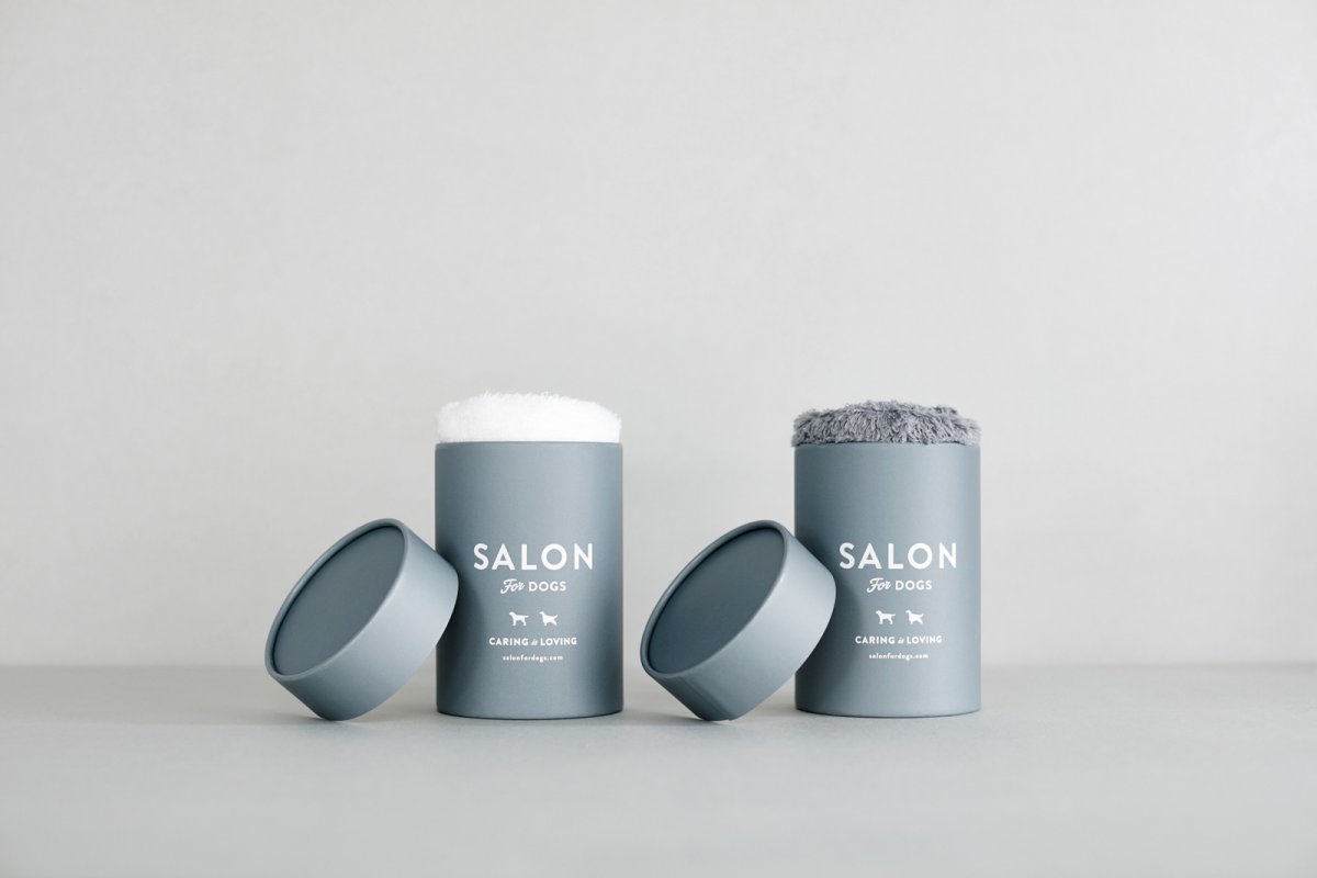 画像3: 【SALON FOR DOGS】 優しいタオル  ２色セット 円筒ケース付き (3)